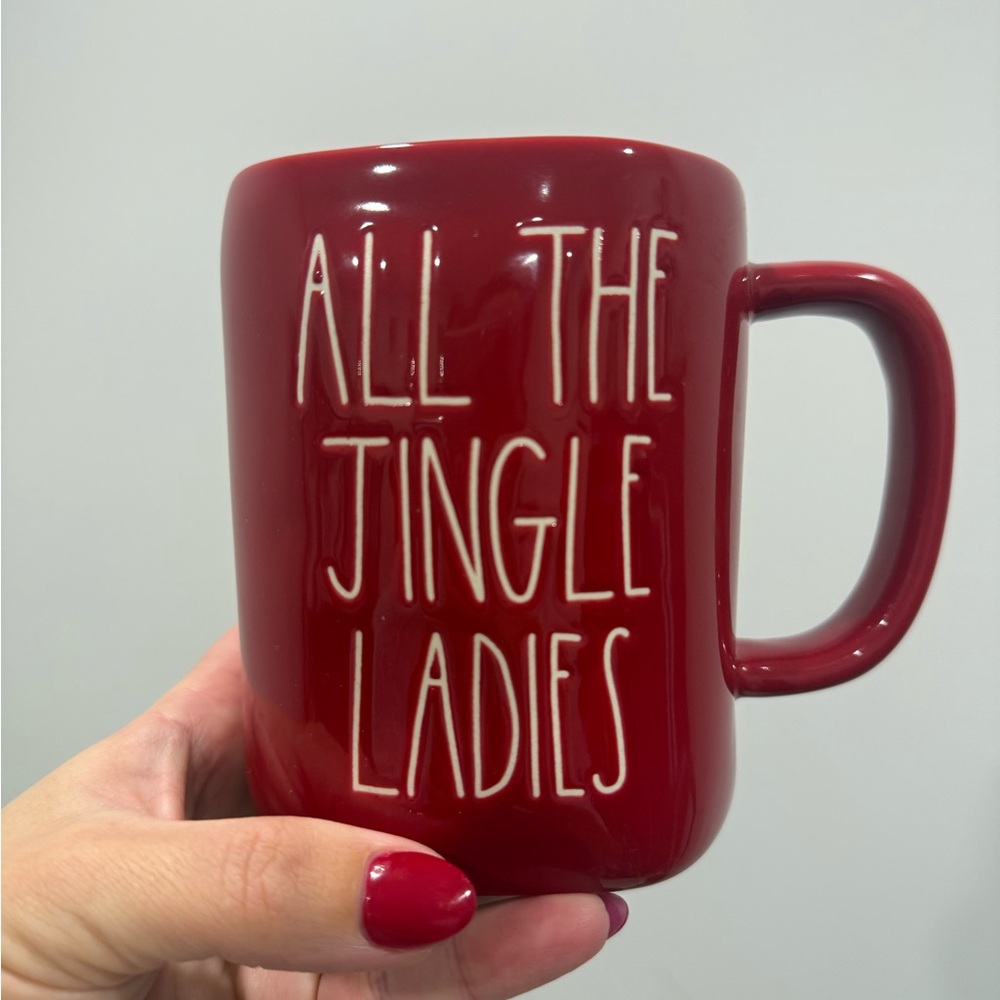 Rae Dunn Red Holiday Mug with Fun Text new
